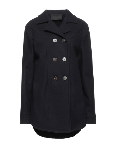 Shop Cedric Charlier Coats In Dark Blue