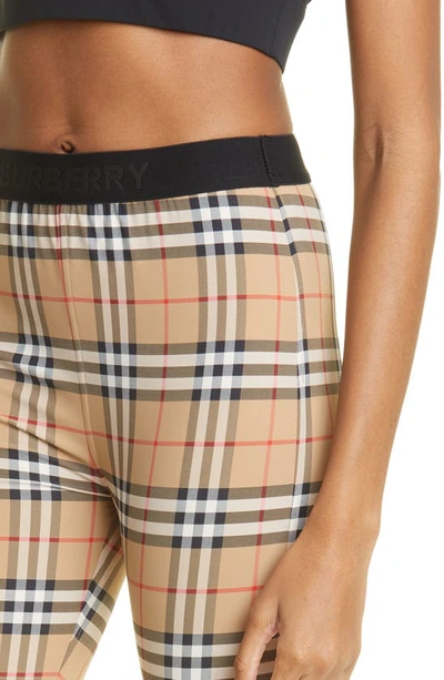 Shop Burberry Belvoir Vintage Check Jersey Leggings In Archive Beige Ip Chk