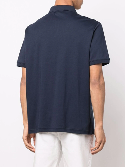 Calvin Klein Men's Regular-fit Smooth Cotton Monogram Logo Polo Shirt In Blau