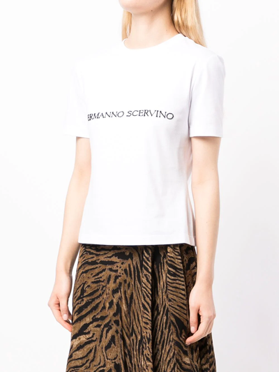Shop Ermanno Scervino Logo-print T-shirt In Weiss