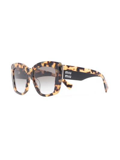 Shop Miu Miu Tortoiseshell Cat-eye Sunglasses In Brown