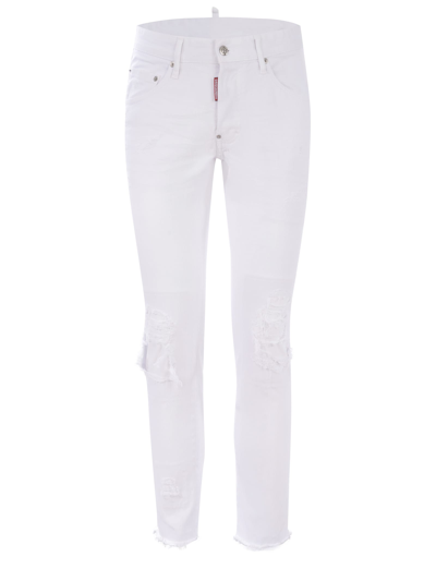 Shop Dsquared2 Jeans  Skater Jean In Denim In Bianco