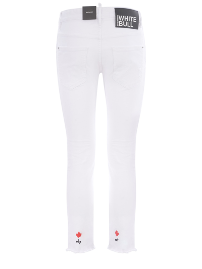 Dsquared2 Slim-fit Denim Pants With Five-pocket Design In Bianco