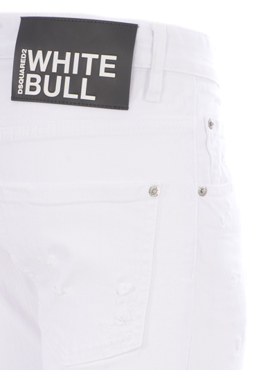 Dsquared2 Slim-fit Denim Pants With Five-pocket Design In Bianco