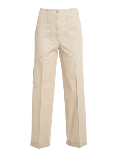 Shop Moncler Trousers In Beige