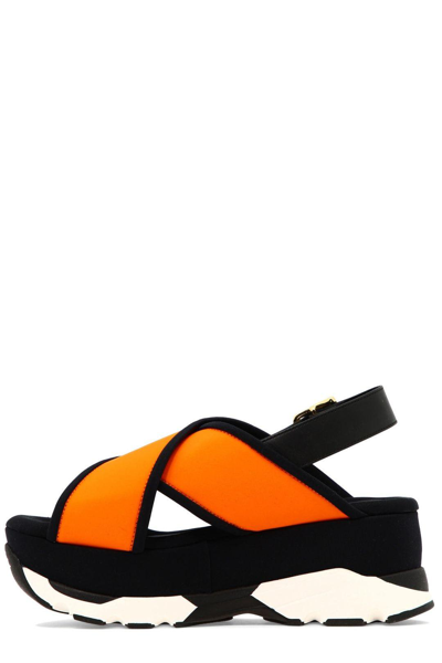 Shop Marni Sam Slingback Chunky Sandals In Arancio