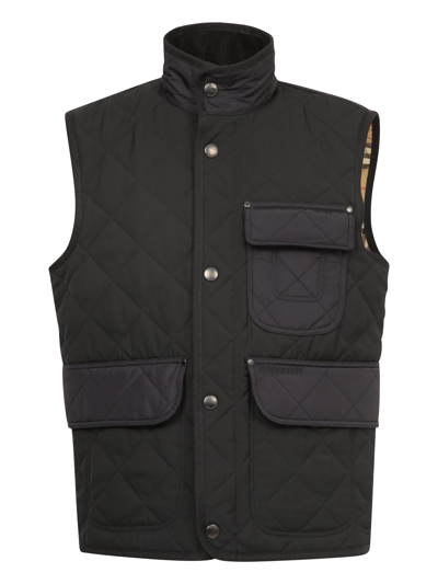 Shop Burberry Diamond Quilted Thermoregulated Gilet In Black