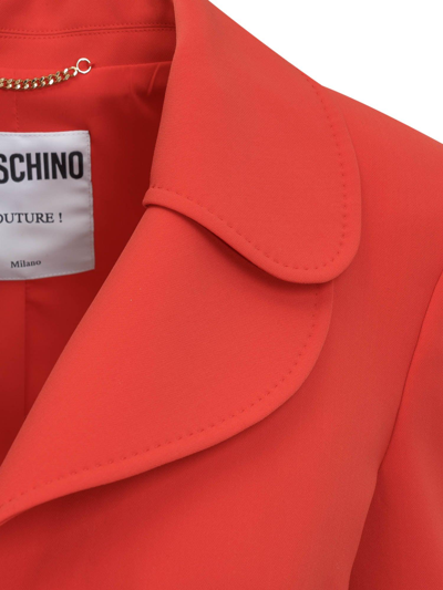 Shop Moschino Buttoned Long-sleeved Blazer  In Red