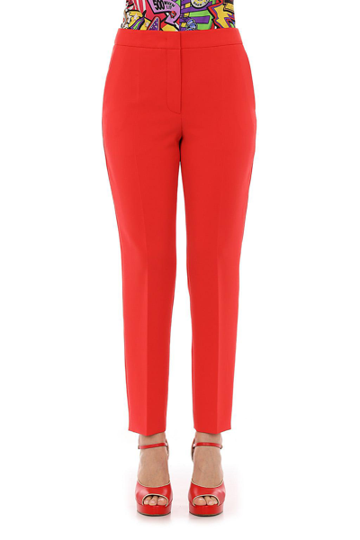 Shop Moschino Mid-rise Tailored Cropped Pants  In Red