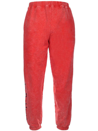 Shop Aries Logo Printed Elastic Waist Jogging Pants In Rosso
