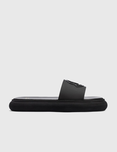 Shop Moncler Slyder Slides In Black