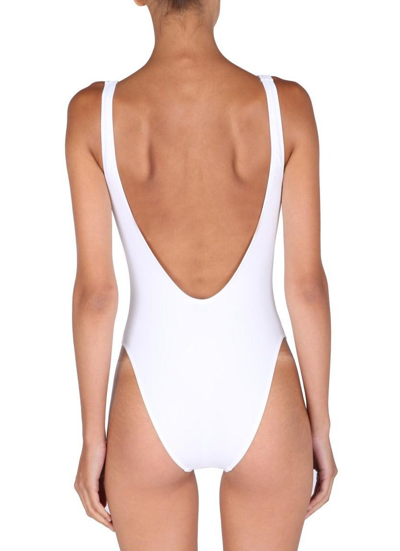 Shop Chiara Ferragni Logo Printed One-piece Swimsuit In Bianco