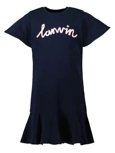 Shop Lanvin Kids Dress For Girls In Blue