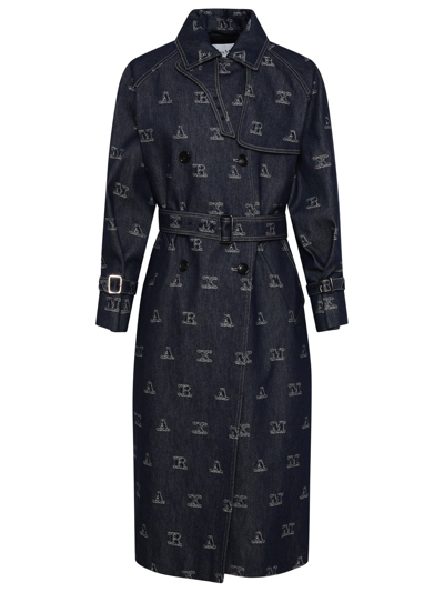 Shop Max Mara Blue Cotton Trench Coat