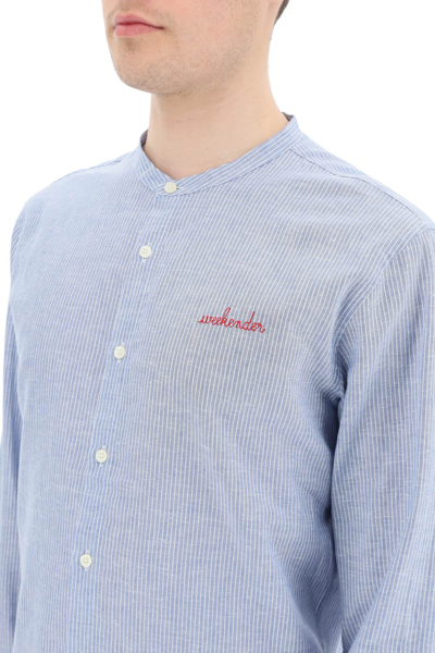 Shop Maison Labiche Embroidered Rennes Shirt In White,blue