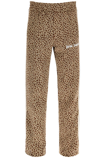 Shop Palm Angels Leopard Track Pants In Beige,brown