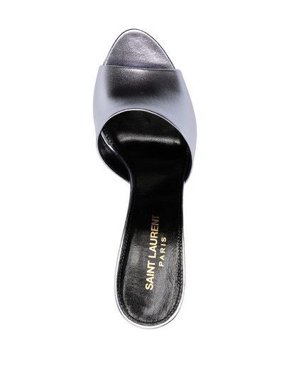 Saint Laurent Sexy Metallic Stiletto Mule Sandals In Purple
