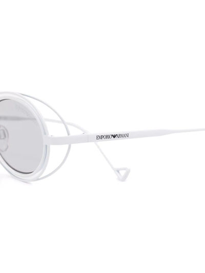 Shop Emporio Armani Transparent Oval-frame Sunglasses In Weiss
