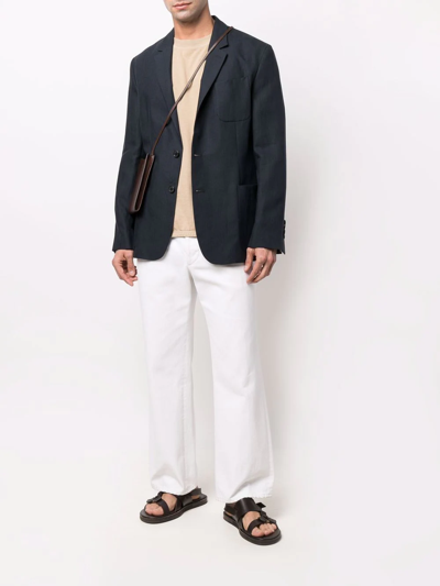 Shop Paul Smith Single-breasted Linen Blazer In Blau