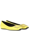 Roger Vivier 10mm Trompette Leather Ballerina Flats, Yellow