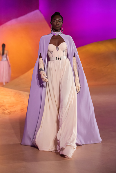 Shop Georges Hobeika Cape And Corset Bodice Gown
