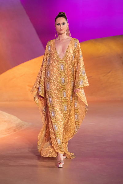 Shop Georges Hobeika Monogram Tulle Kaftan