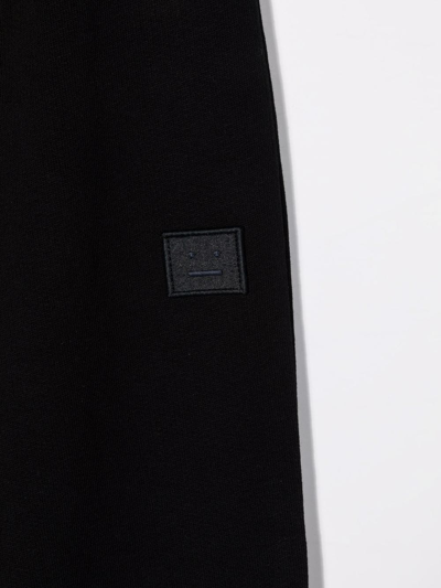 Acne Studios Kids' Mini Frack Face Patch Joggers In Black