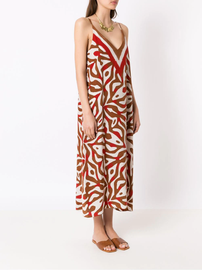 Shop Lenny Niemeyer Vestido Decote V Estampado Kalahari Midi Dress In Brown
