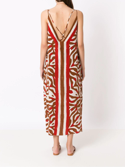 Shop Lenny Niemeyer Vestido Decote V Estampado Kalahari Midi Dress In Brown