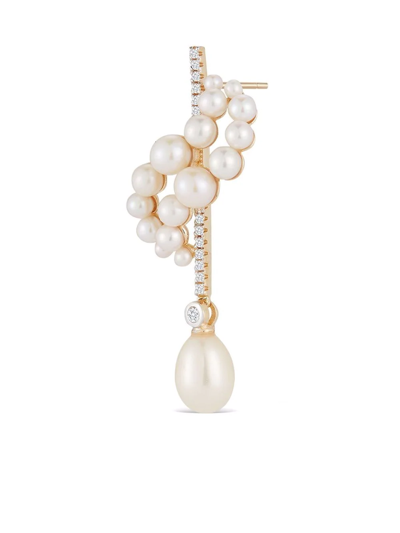Mateo Women's Curve 14k Yellow Gold, 2-9mm Cultured Freshwater Pearl, & 0.36 Tcw Diamond Bar Drop Earrings In Gold