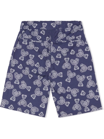 Palm Angels Blue Short For Boy With Bears In Blue