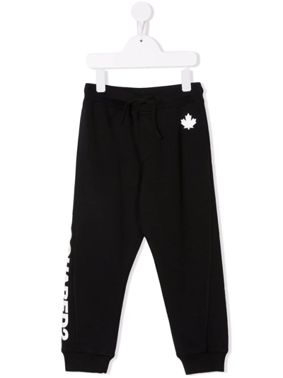 Shop Dsquared2 Maple-leaf Jersey Track Pants In Black