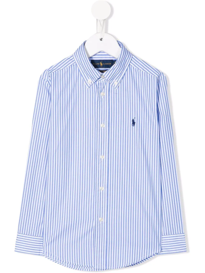 Shop Ralph Lauren Striped Button-up Shirt In Blue