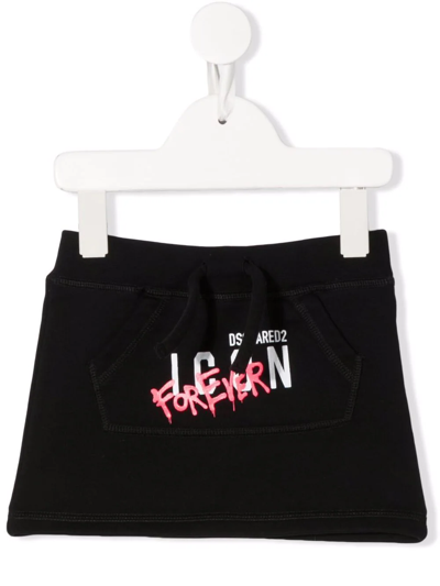 Shop Dsquared2 Forever Icon Drawstring Skirt In Black