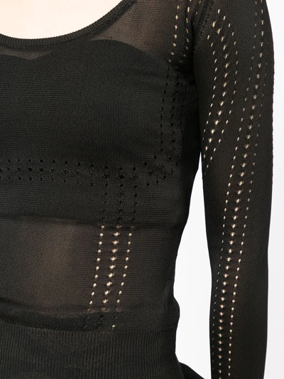 Pre-owned Saint Laurent 2010s Perforated Detailing Sheer Blouse In Black