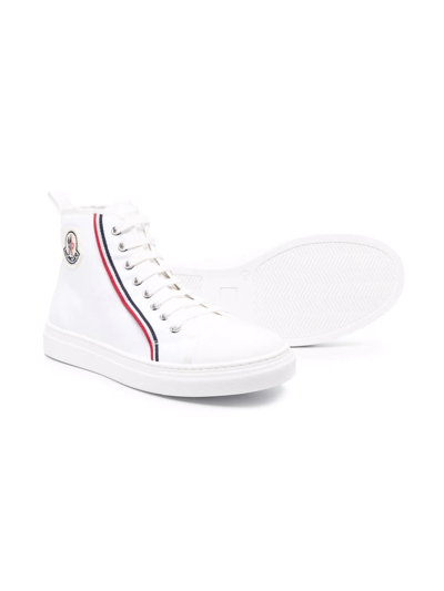 Shop Moncler Teen High-top Lace-up Sneakers In White