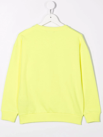 Shop Balmain Logo-print Crew Neck Sweatshirt In Yellow