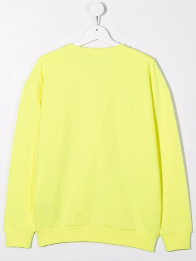 Shop Balmain Teen Logo-print Crew Neck Sweatshirt In Yellow