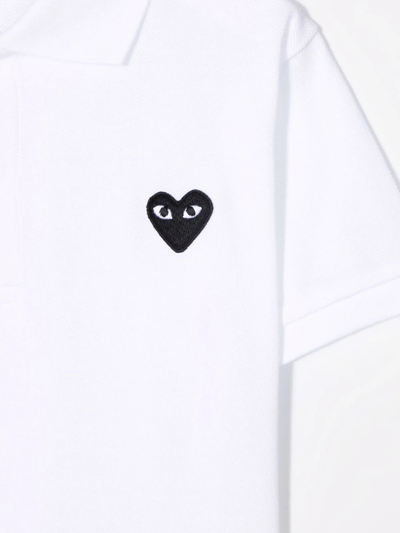 Comme Des Garçons Play Black Heart Patch Polo Shirt In White