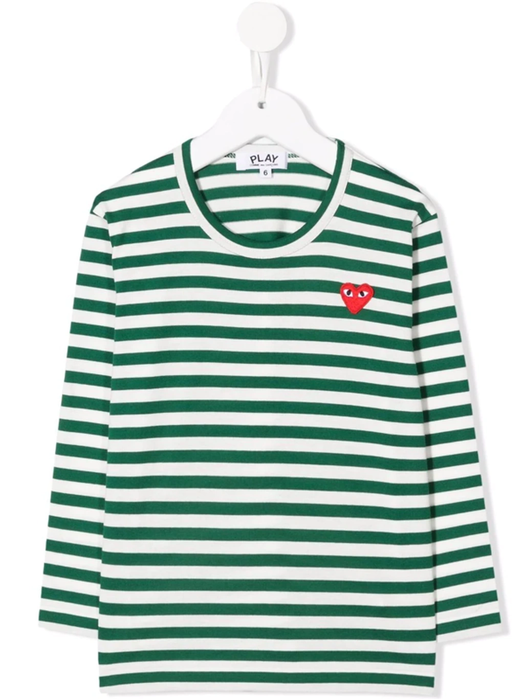 Comme Des Garçons Play Kids' Heart Logo Embroidered Striped Cotton