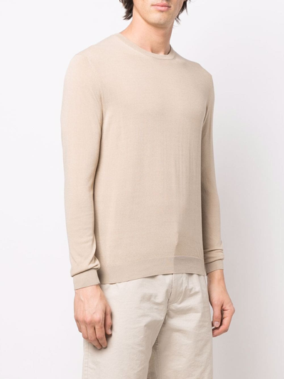 Shop Malo Fine-knit Cotton Jumper In Neutrals