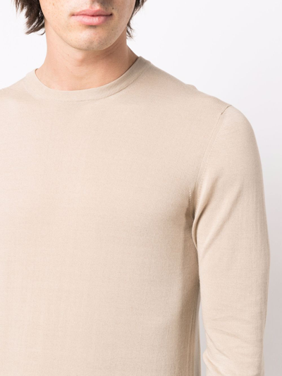 Shop Malo Fine-knit Cotton Jumper In Neutrals