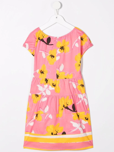 Shop Marni Floral-print Cotton Dress In Pink