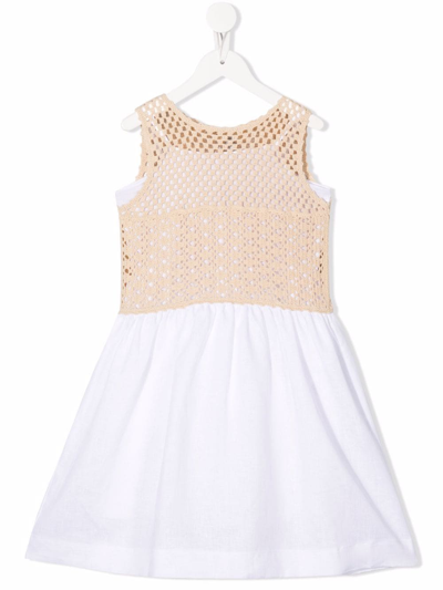 Shop Il Gufo Crochet-top Linen Dress In White