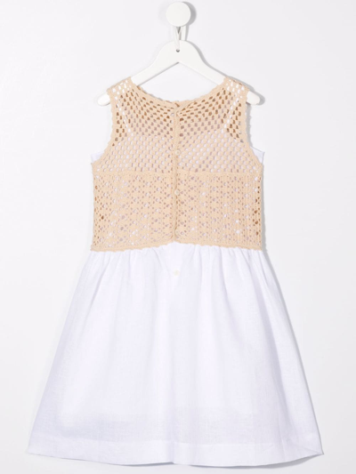 Il Gufo Crochet-top Linen Dress In White