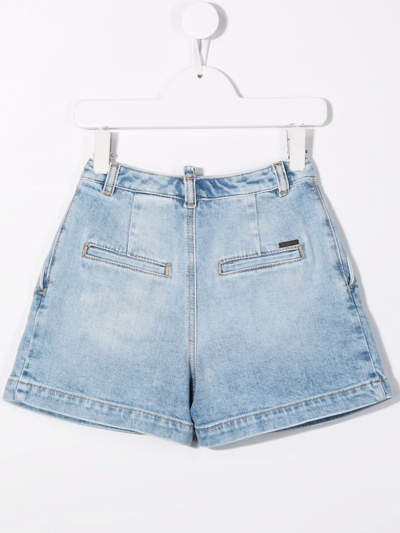 Shop Dsquared2 Flared Denim Shorts In Blue