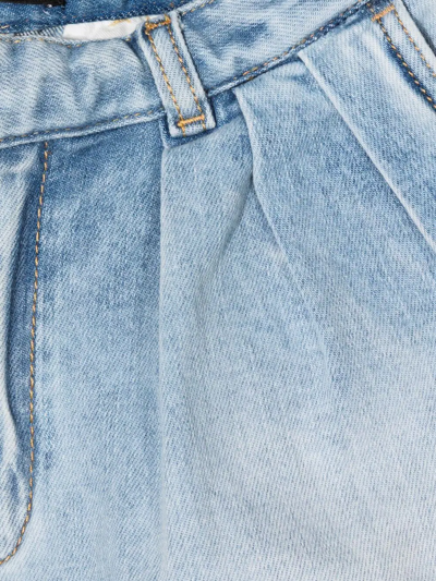 Dsquared2 Kids Light Blue Denim Shorts With Pleats In Blue