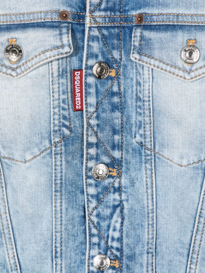 Shop Dsquared2 Acid-wash Button-up Denim Jacket In Blue