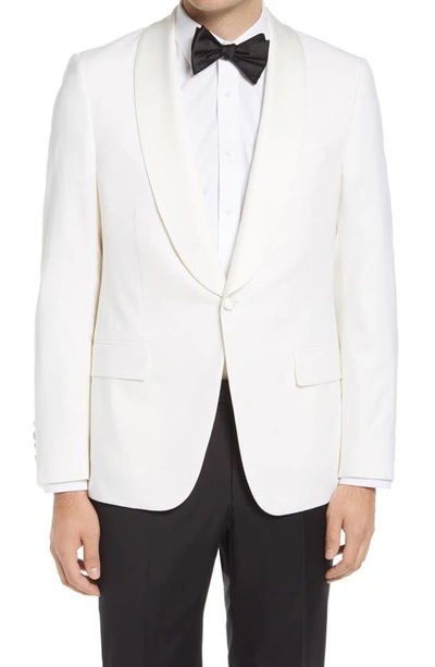 Shop Hickey Freeman Barathea Shawl Collar Wool Dinner Jacket In White