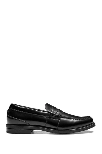 Shop Nunn Bush Lincoln Leather Moc Toe Penny Loafer In Polished Black